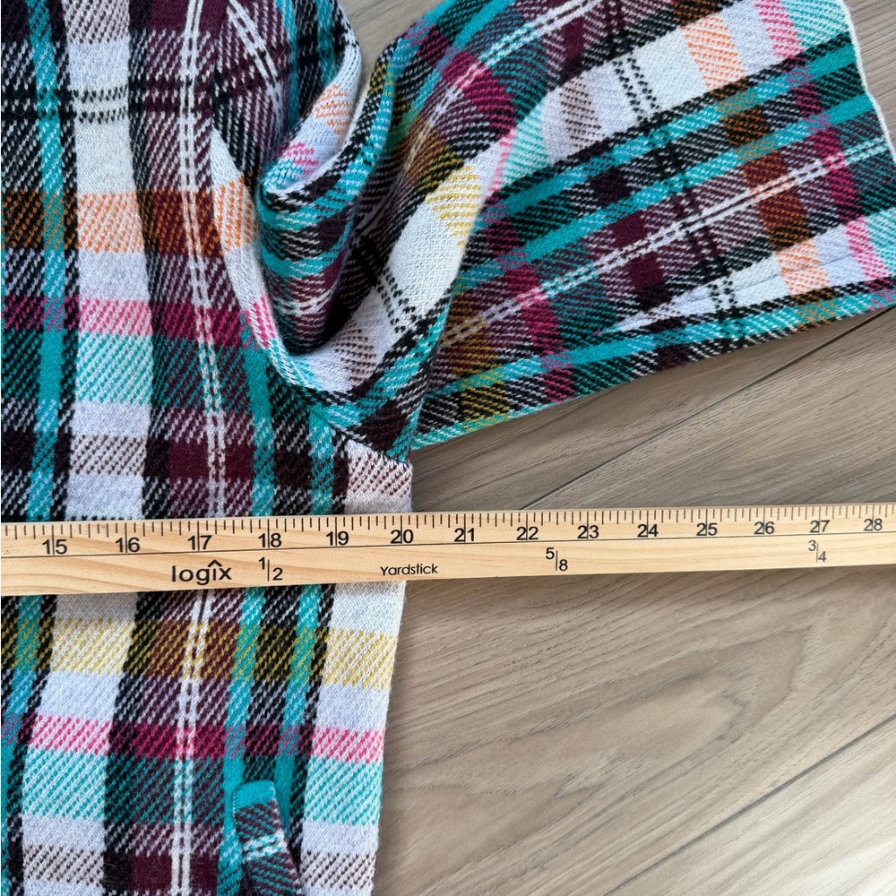 Anthropologie Rosetta cropped plaid Colorful Knit jacket. Three-quarter sleeve. - Picture 8 of 10